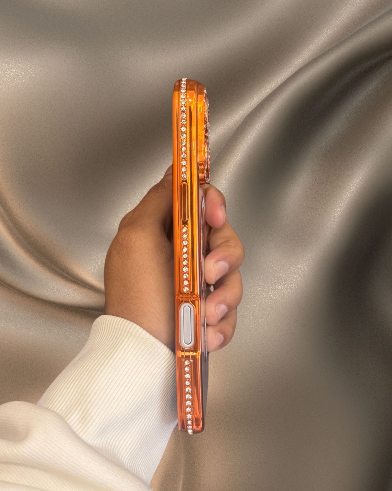 Luxury Orange Electroplated Diamond Rhinestones Cover iPhone cover – JustAndBest India