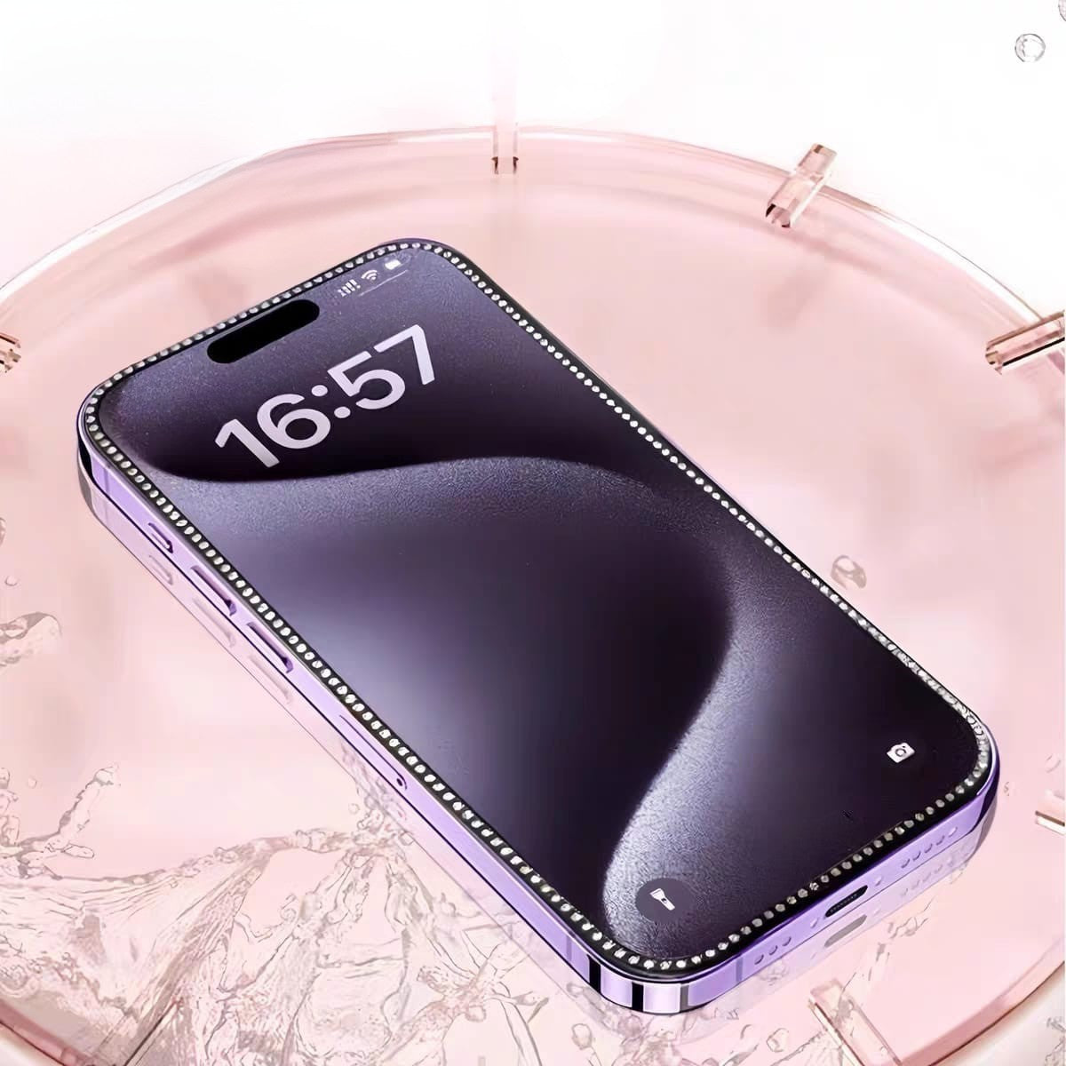 iPhone 16 Diamond Rhinestones Tempered Glass - protective case detail