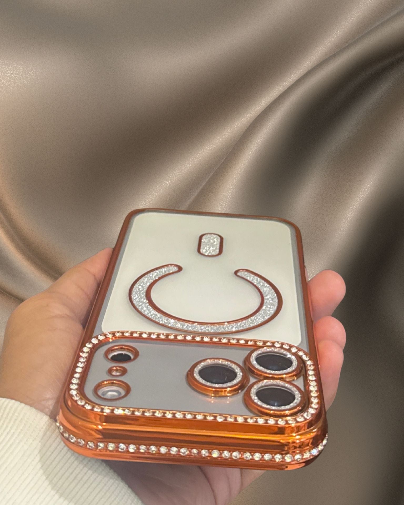 Luxury Orange Electroplated Diamond Rhinestones Cover iPhone cover – JustAndBest India