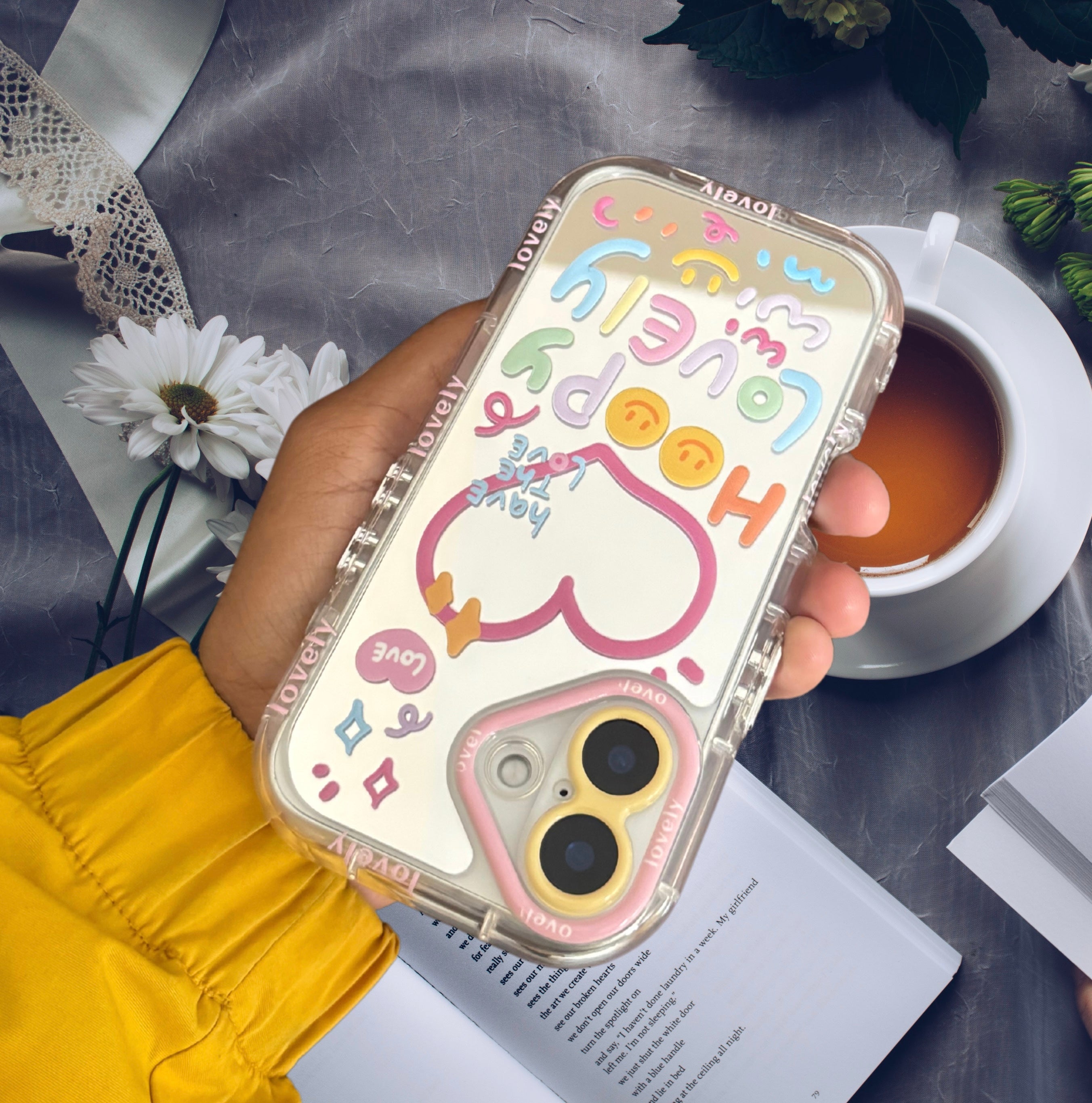 Cute Happy Heart Mirror Cover iPhone cover – JustAndBest India