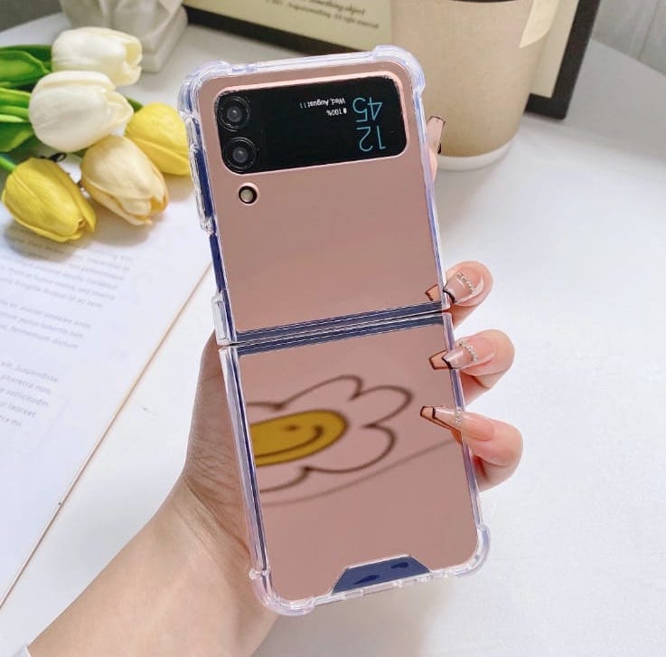 Samsung Galaxy Z Flip 5 Rose Gold Mirror Shockproof Cover - phone case