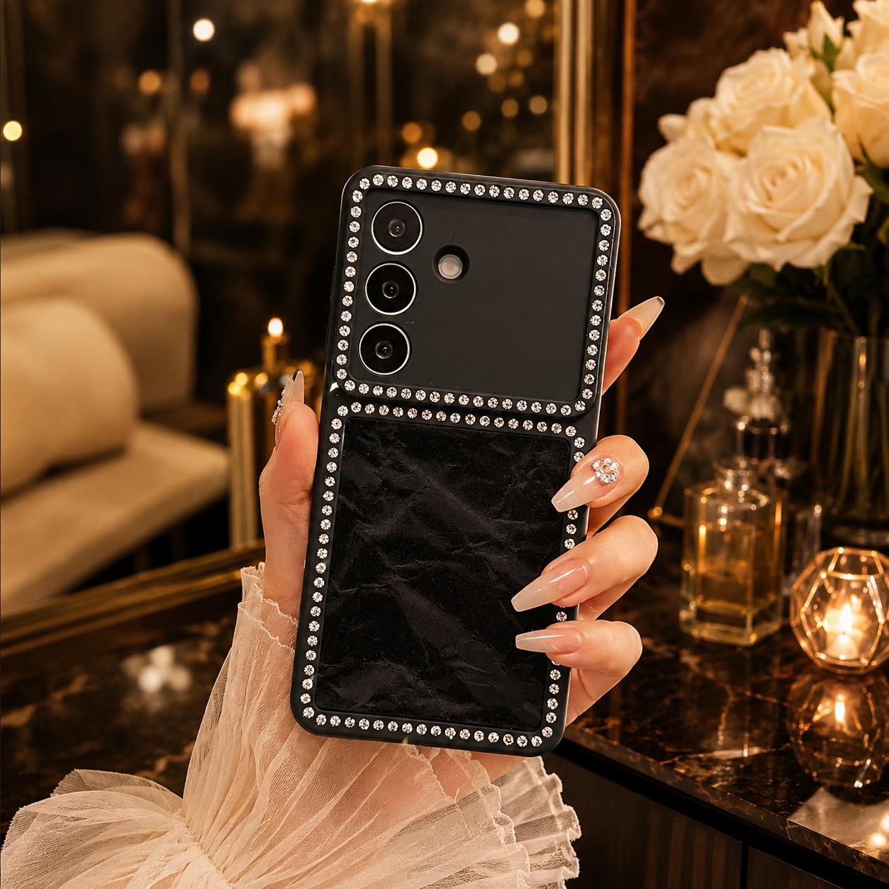 Samsung Galaxy S26 Velvet Rhinestones Cover - slim profile