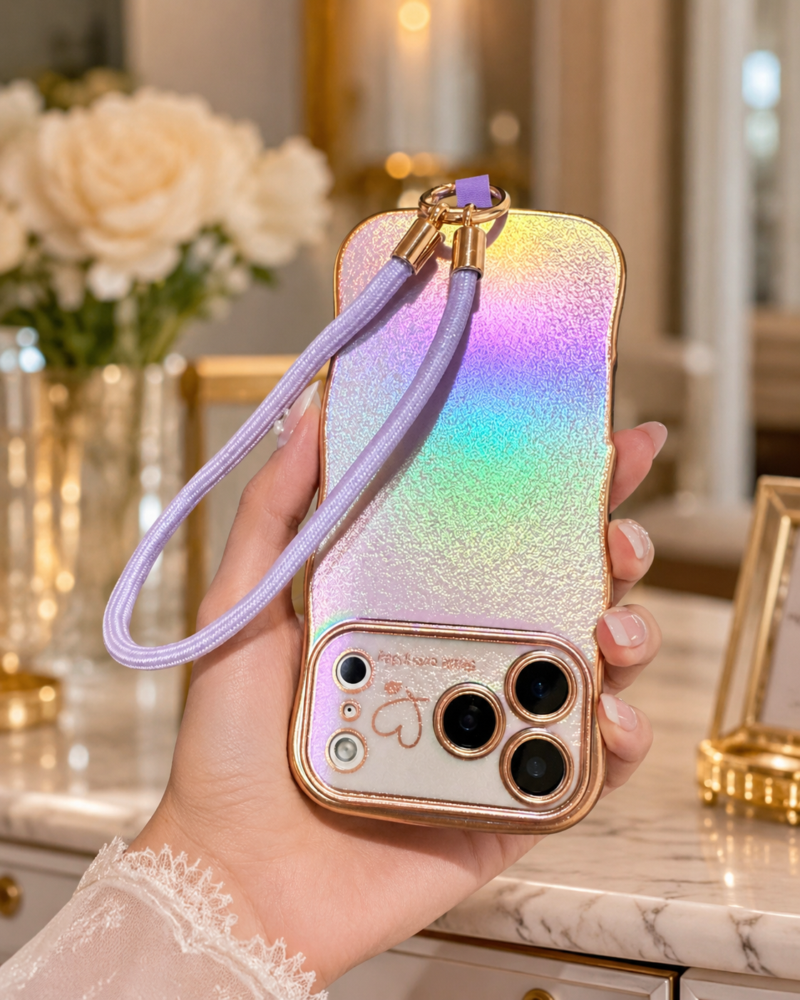 Luxury Iridescent Strap Case iPhone 17 Pro/ 17 Pro Max - protective case detail
