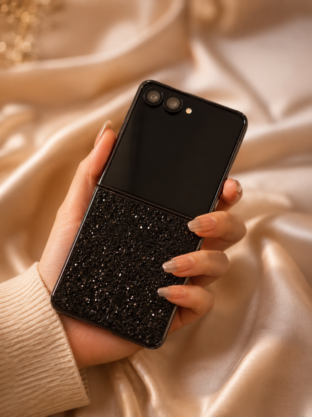 Samsung Galaxy Z Flip 7 Bling Glitter Sequin Cover - protective case detail