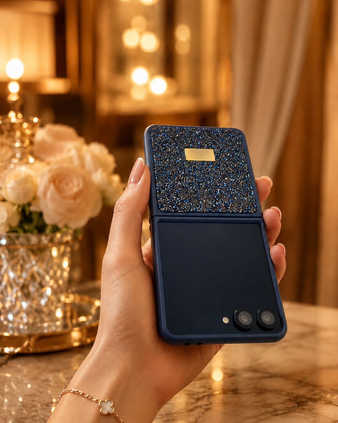 Samsung Galaxy Z Flip 7 Sapphire Blue Diamond Stones Cover - phone case