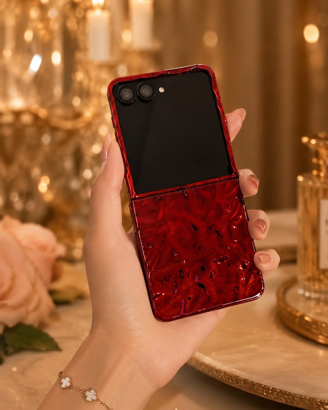 Samsung Galaxy Z Flip 7 Lava Red Glossy Cover - lifestyle