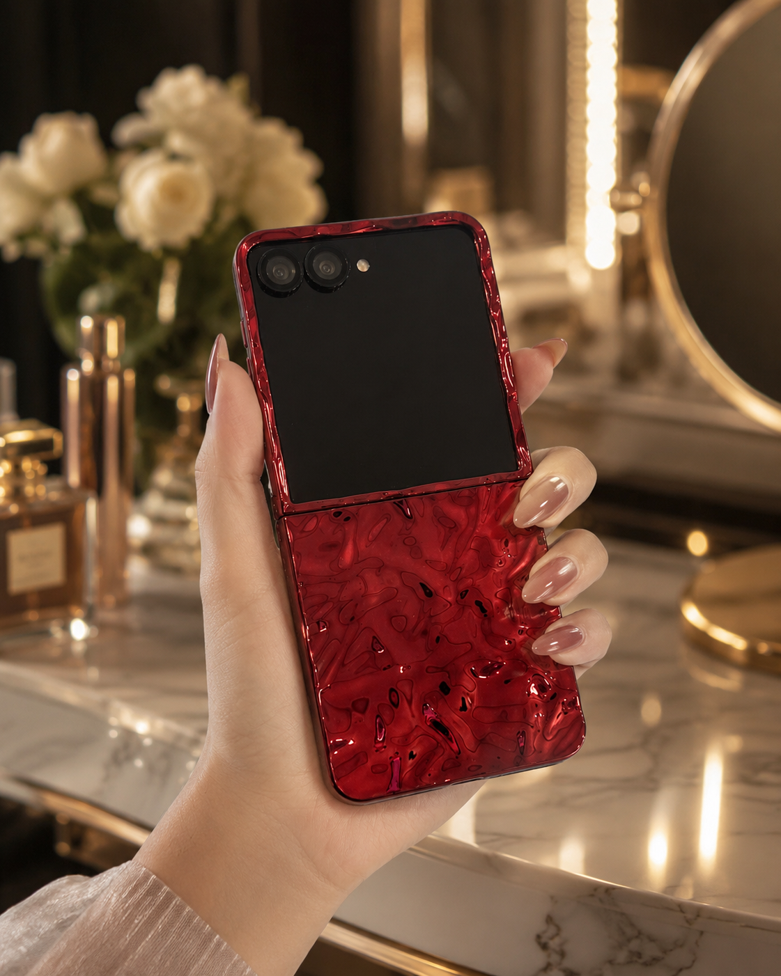 Samsung Galaxy Z Flip 7 Lava Red Glossy Cover - lifestyle