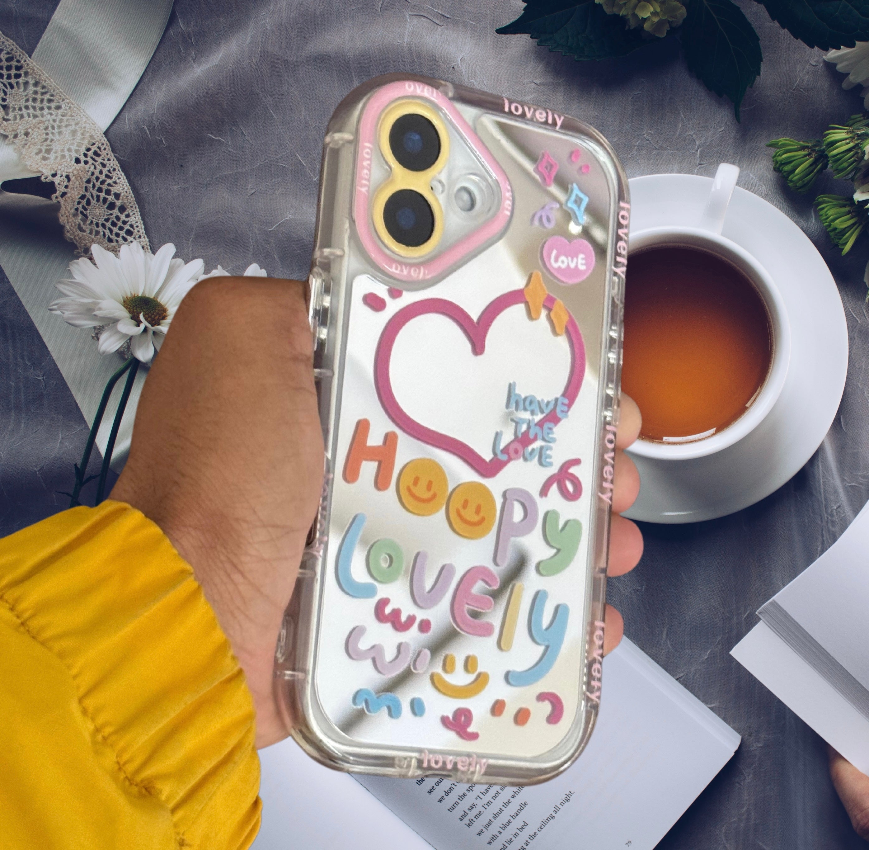 Cute Happy Heart Mirror Cover iPhone cover – JustAndBest India