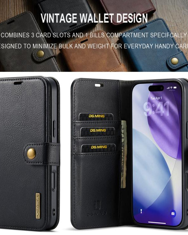 Two-In-One Wallet Style Premium Leather Luxury Flip Cover iPhone cover – JustAndBest India