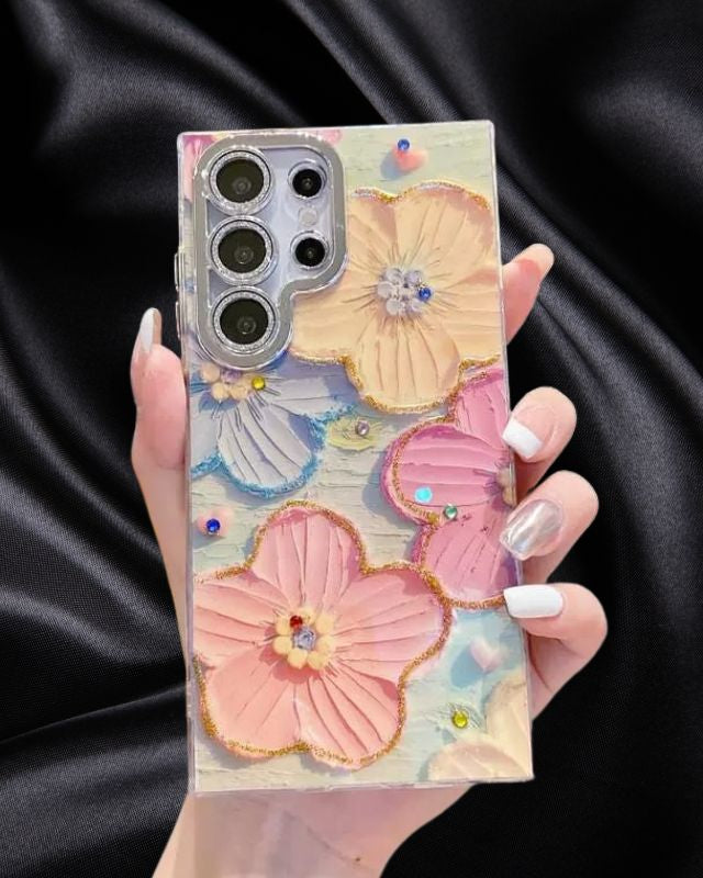 Cute Floral Glossy Glitter Cover iPhone cover – JustAndBest India