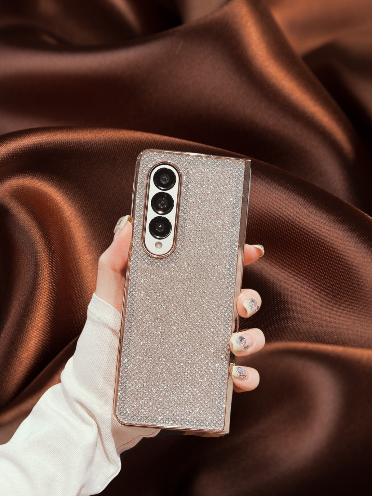 Samsung Galaxy Z Fold 3 Zazzy Bling Glitter 3D Diamond Pattern Cover - slim profile