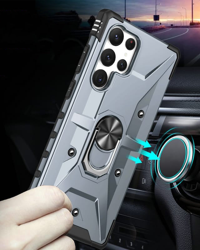 Samsung Galaxy S21 FE Ring Holder Silver Matte Armour Cover - protective case detail