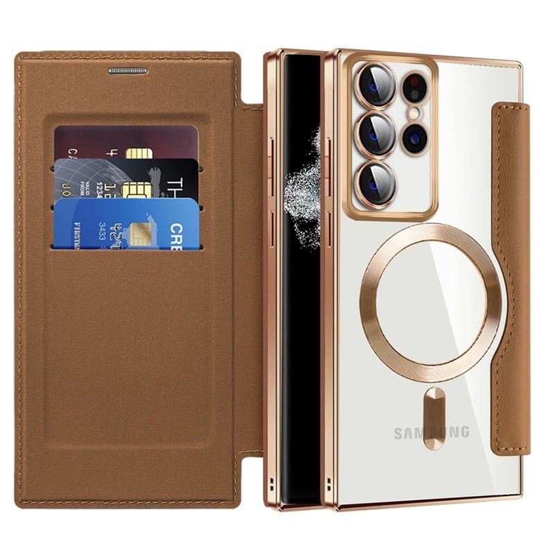 Samsung Galaxy S23 Gold Electroplated Leather Flip Case - colour options