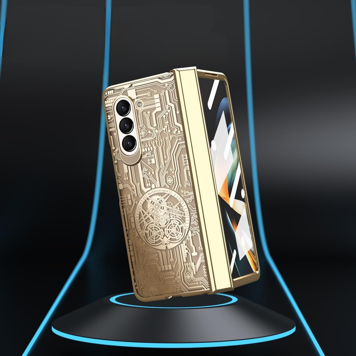 Samsung Galaxy Z Fold 3 Gold Electroplated Circuit Glass Cover (and Hi