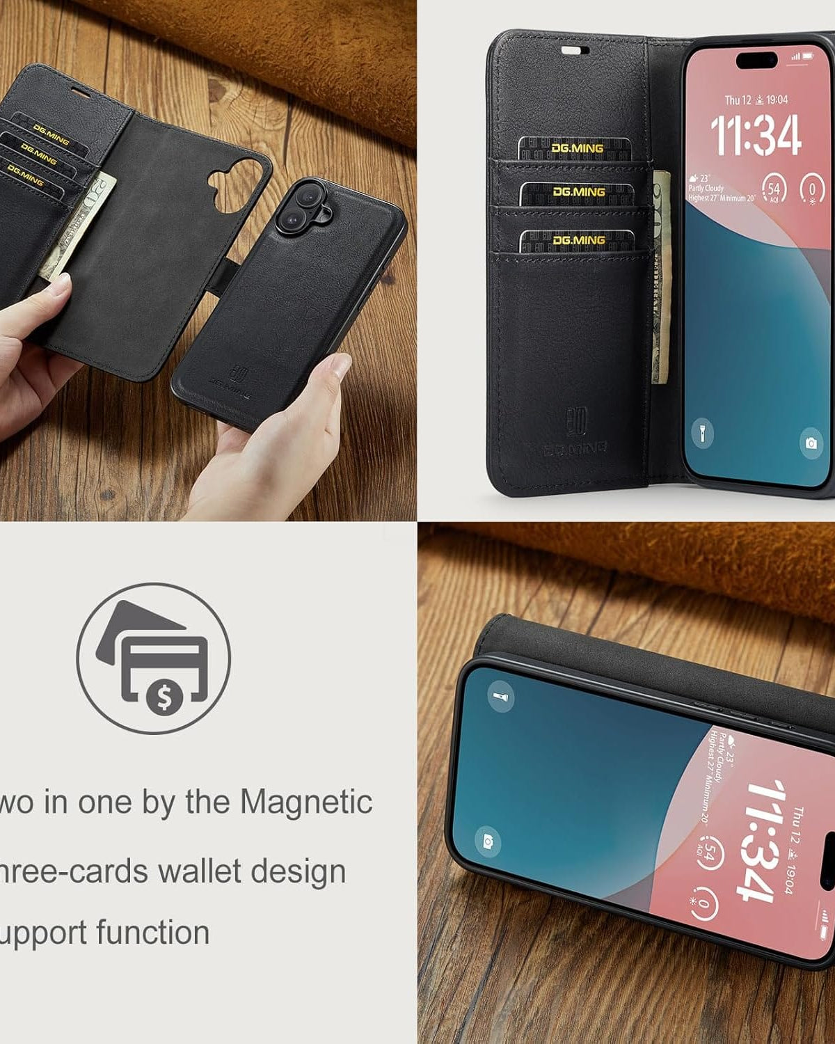 iPhone 17 Two-In-One Wallet Style Leather Flip Cover - lifestyle