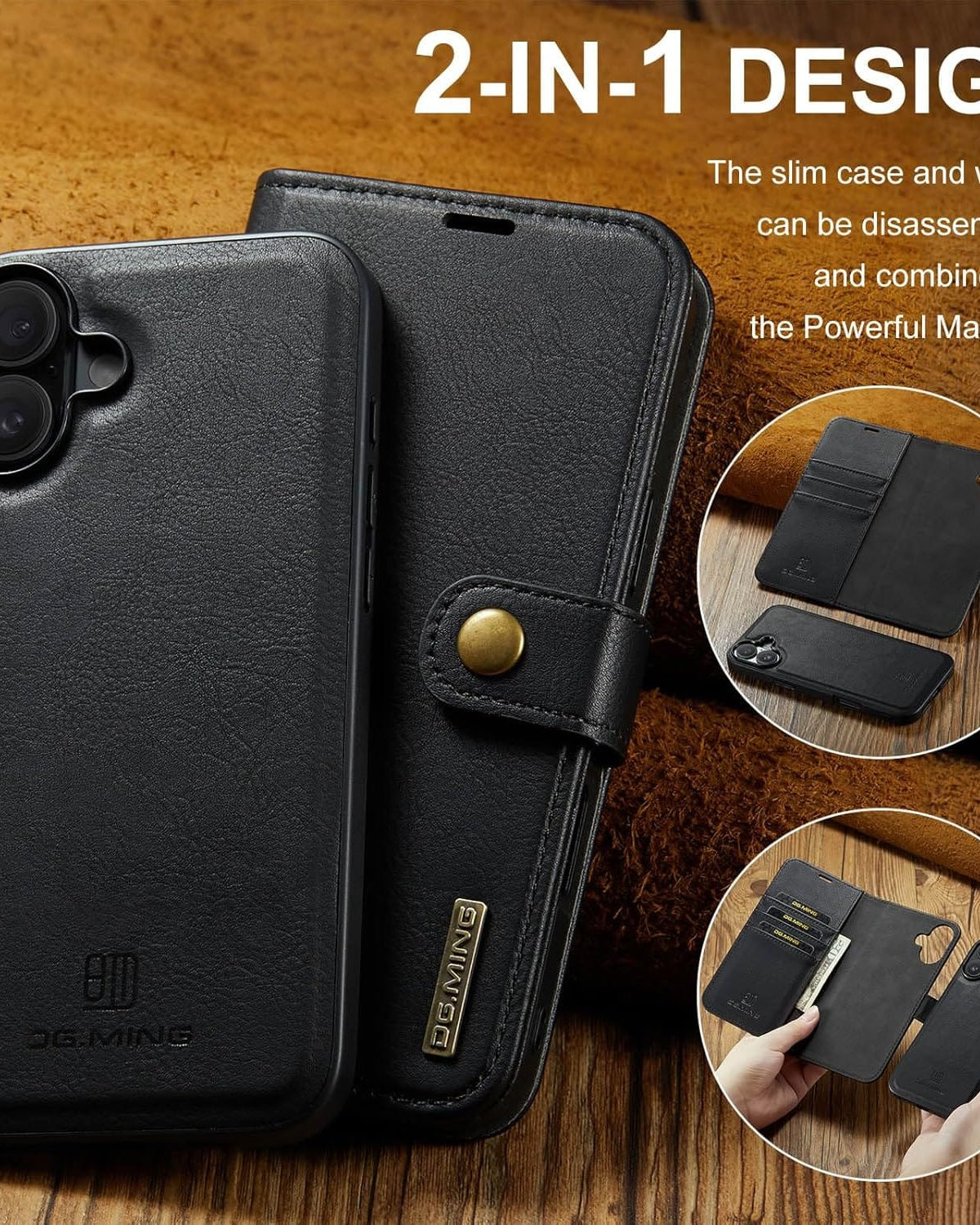 iPhone 17 Two-In-One Wallet Style Leather Flip Cover - lifestyle