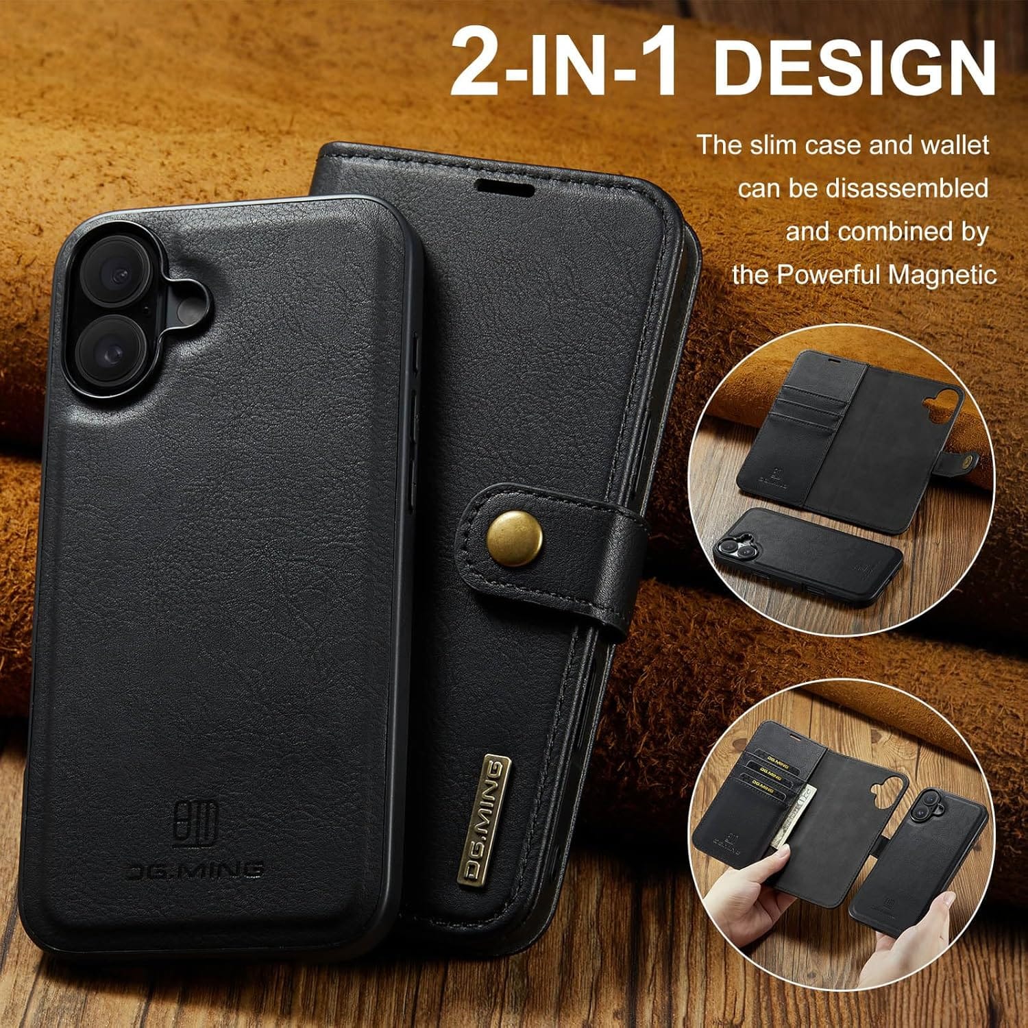 iPhone 17 Two-In-One Wallet Style Leather Flip Cover - lifestyle