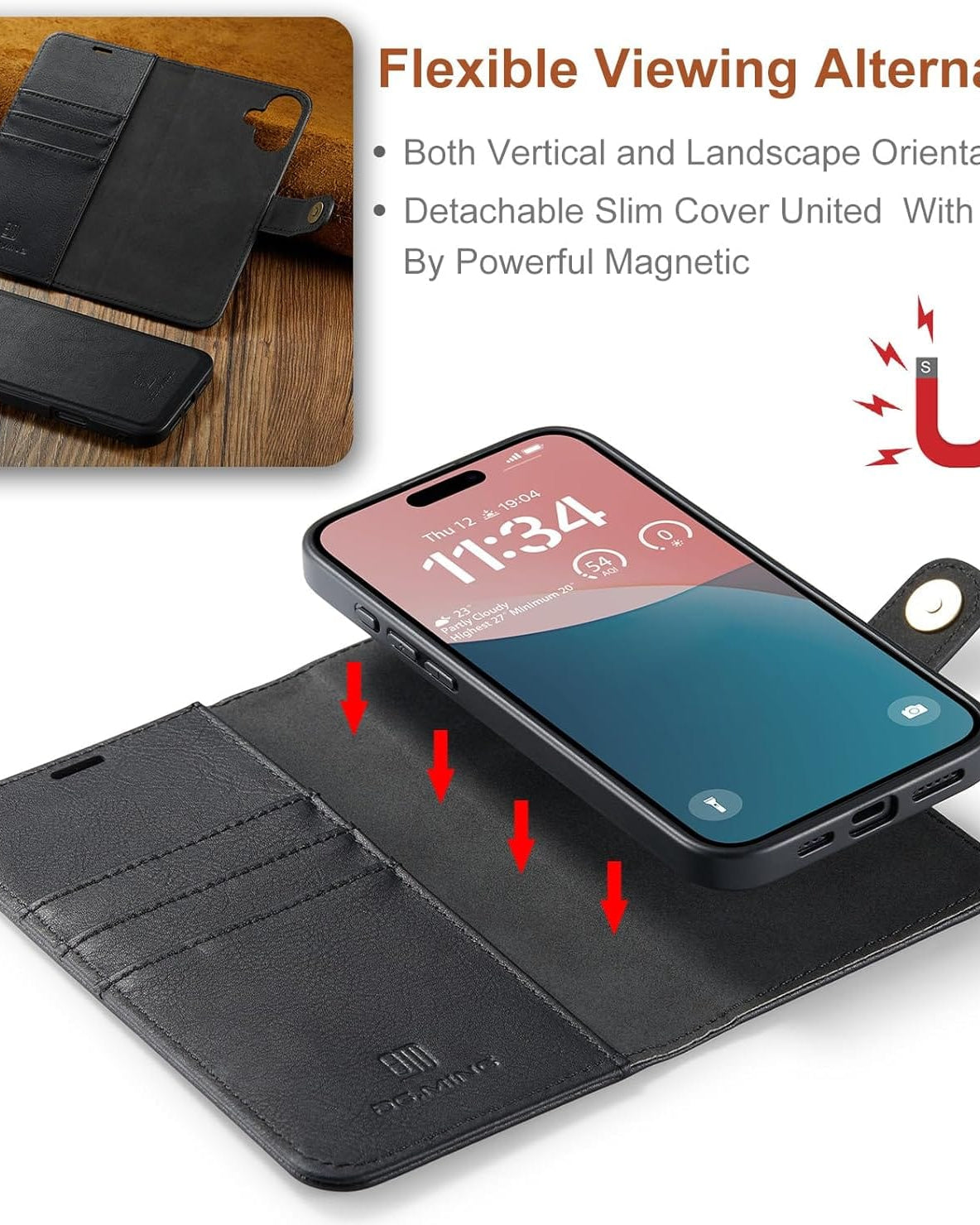 iPhone 17 Two-In-One Wallet Style Leather Flip Cover - protective case detail