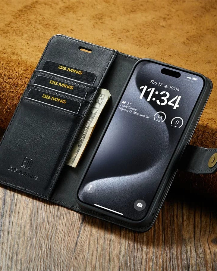 iPhone 17 Two-In-One Wallet Style Leather Flip Cover - slim profile