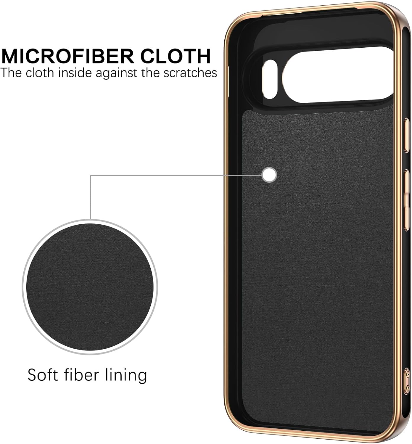 Google Pixel 9 Pro XL Gold Electroplated Ring Holder Cover - protective case detail
