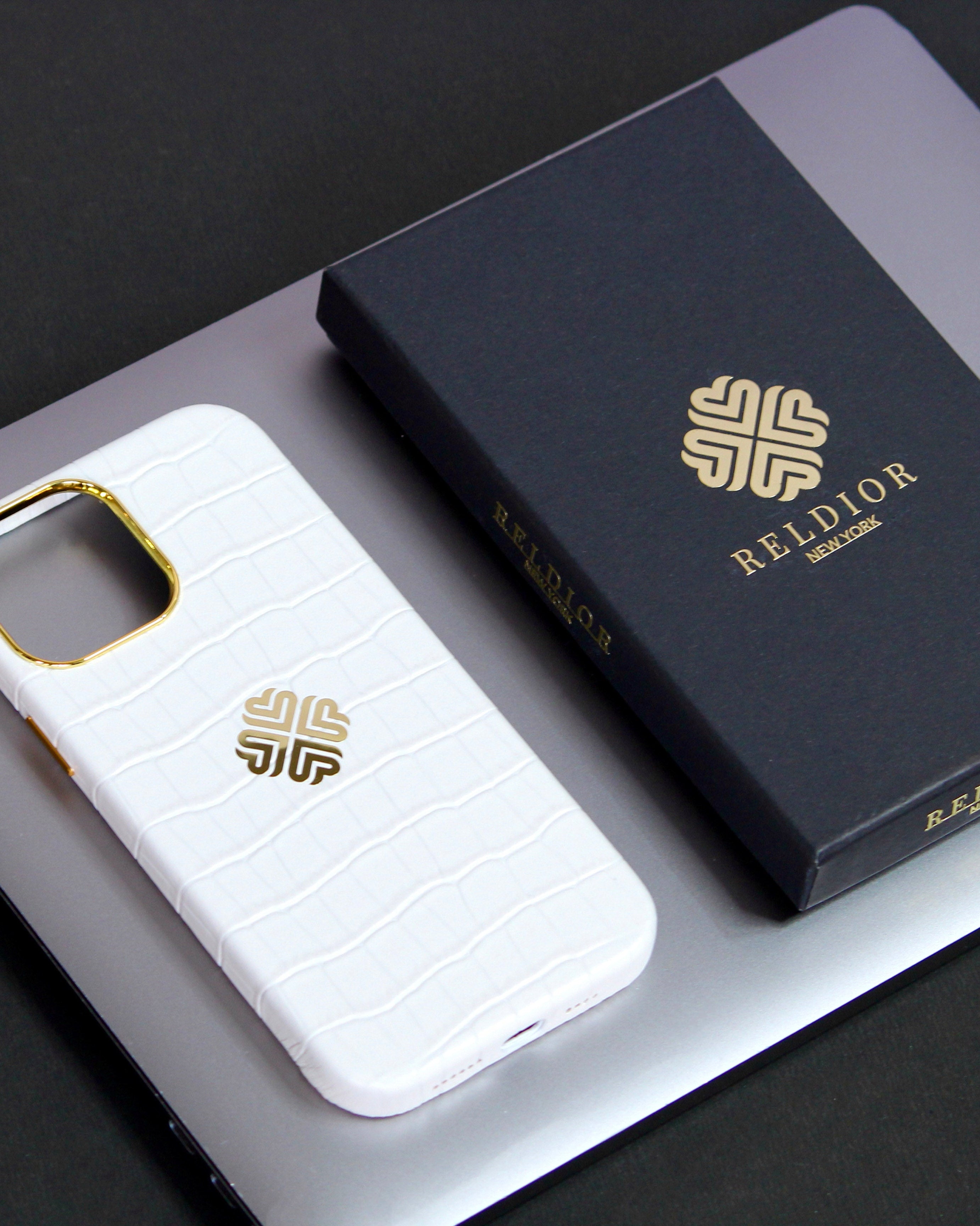 Rich White leather iphone case