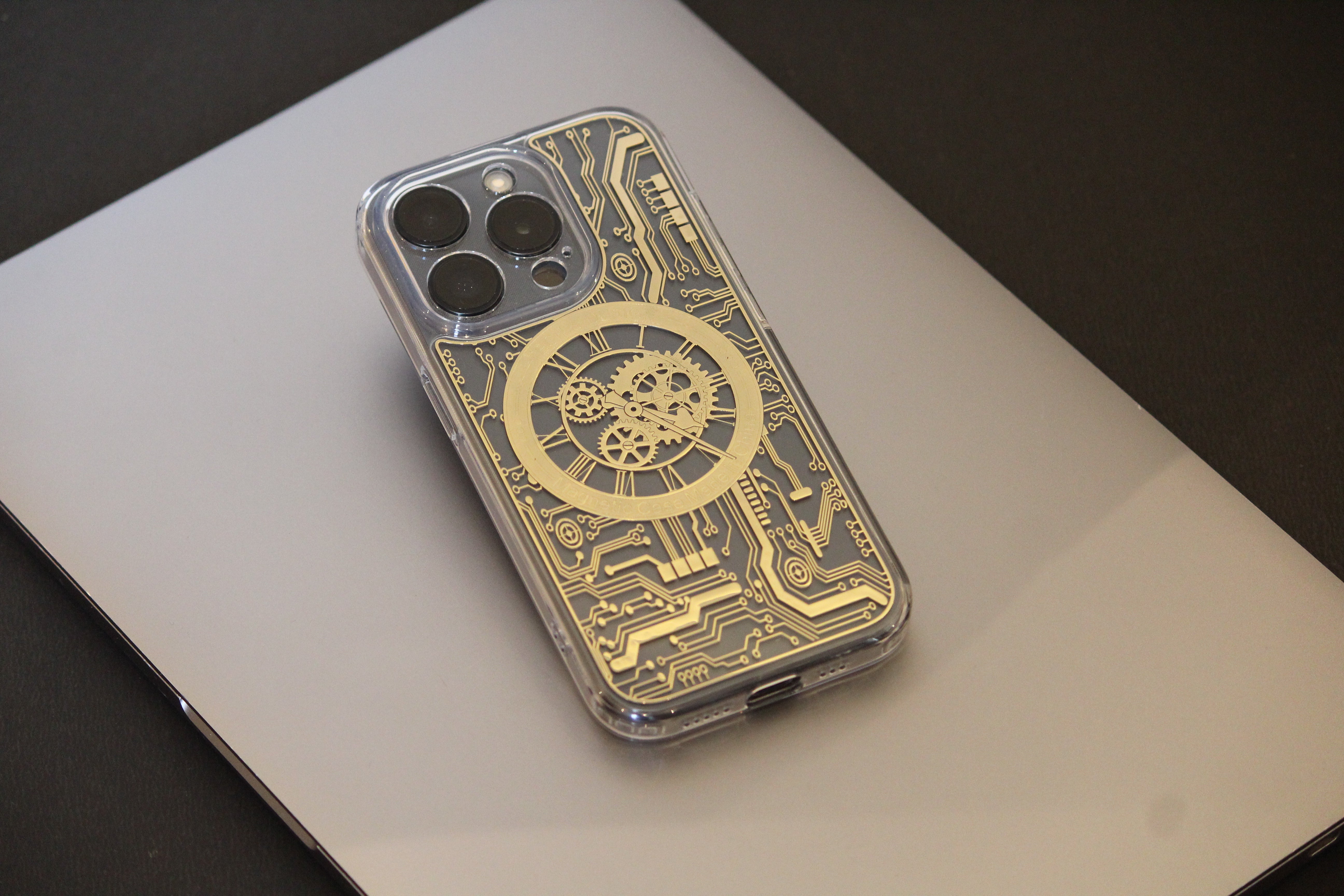 iPhone 15 Series Gold 3D Electroplated Circuit Case - slim profile