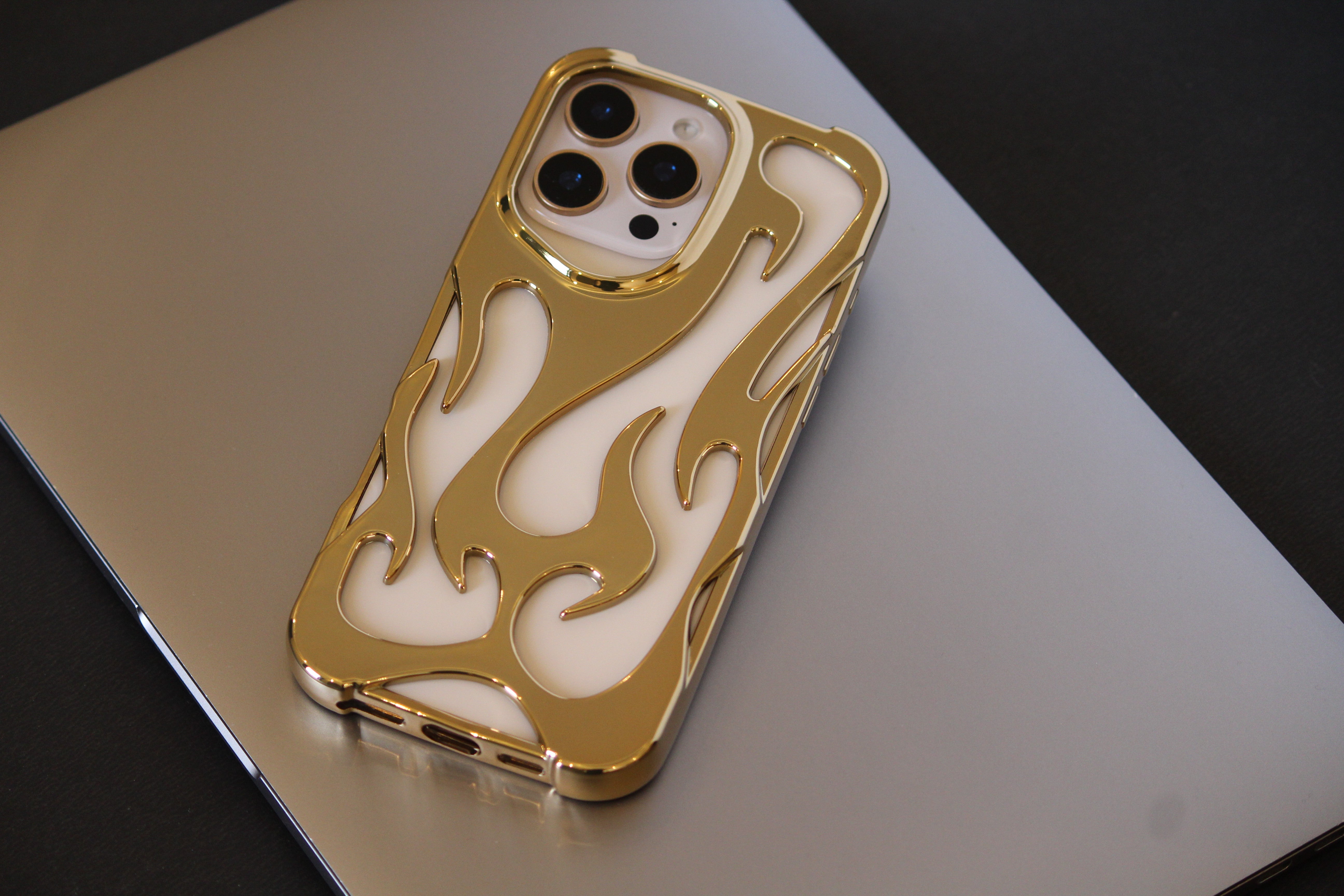 iPhone 16 Pro 3D Flame Gold Electroplated Cover - lifestyle