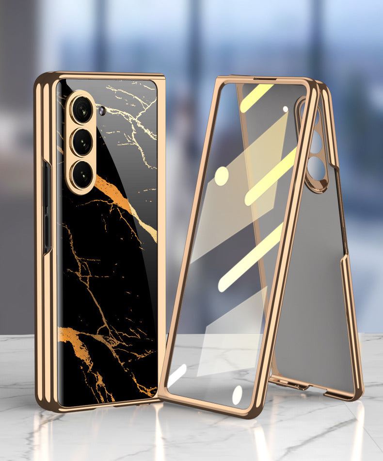 Royal Gold Plated Marble Pattern Luxury Cover(with front glass protector) – phone accessory by JustAndBest India