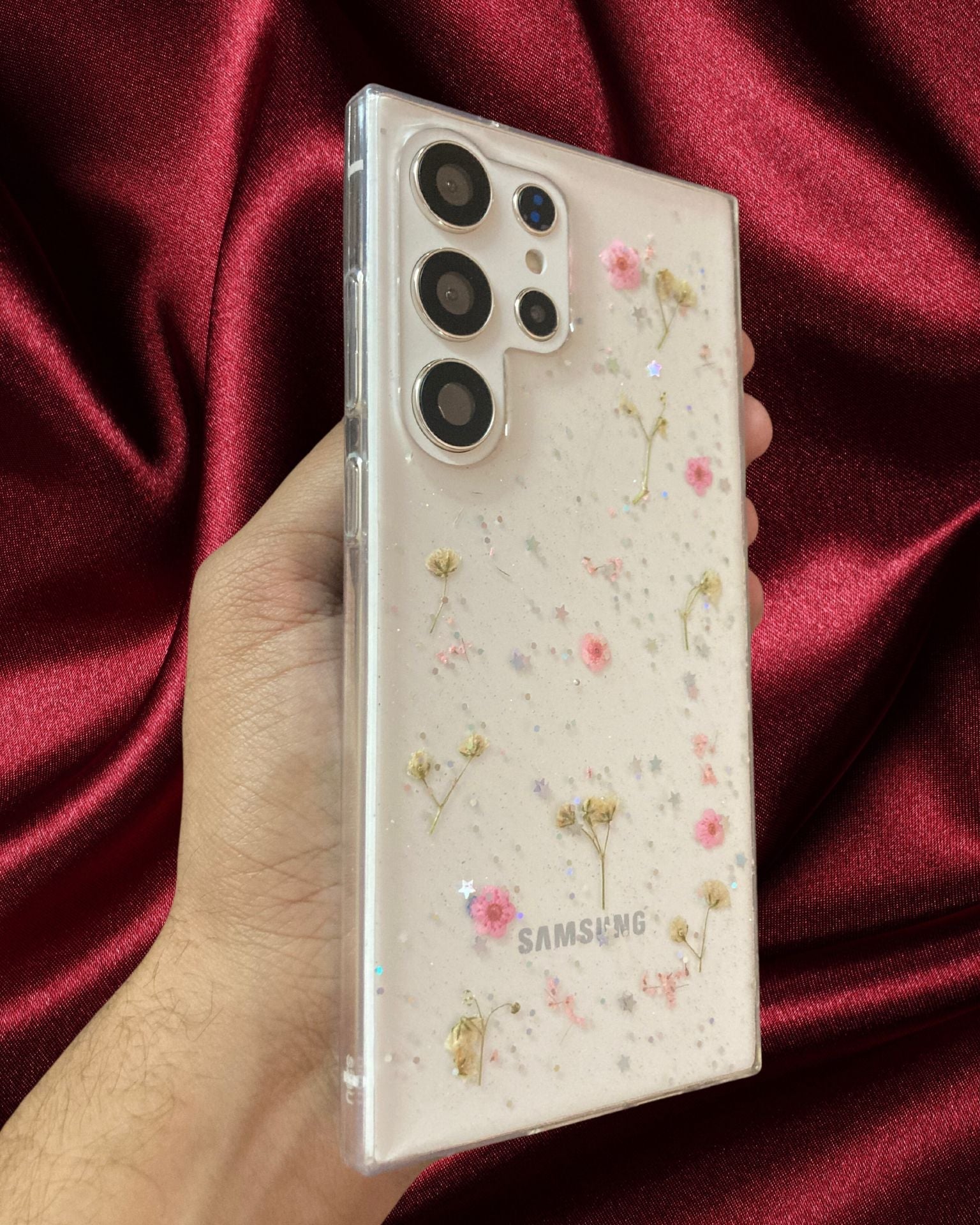 Real Cosmos Floral Glitter Cover iPhone cover – JustAndBest India