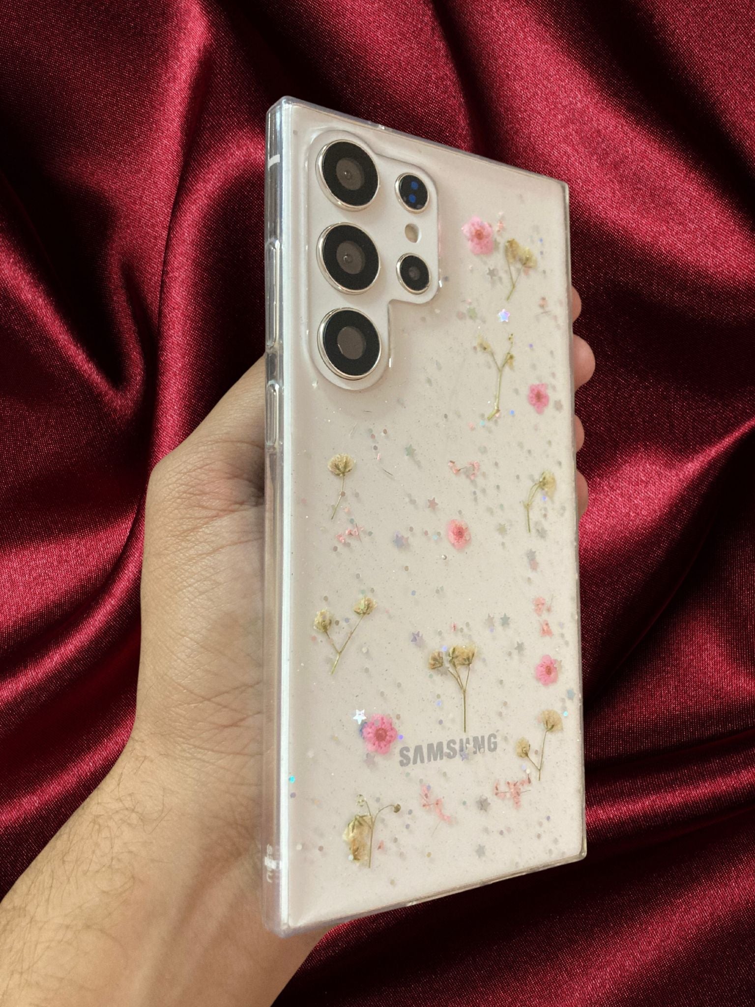 Real Cosmos Floral Glitter Cover iPhone cover – JustAndBest India
