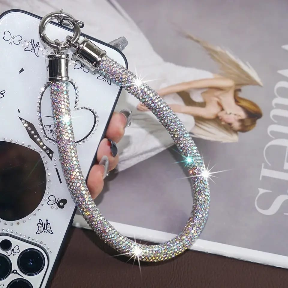 Elegant Diamond Rhinestones Phone Charm Lanyard – phone accessory by JustAndBest India