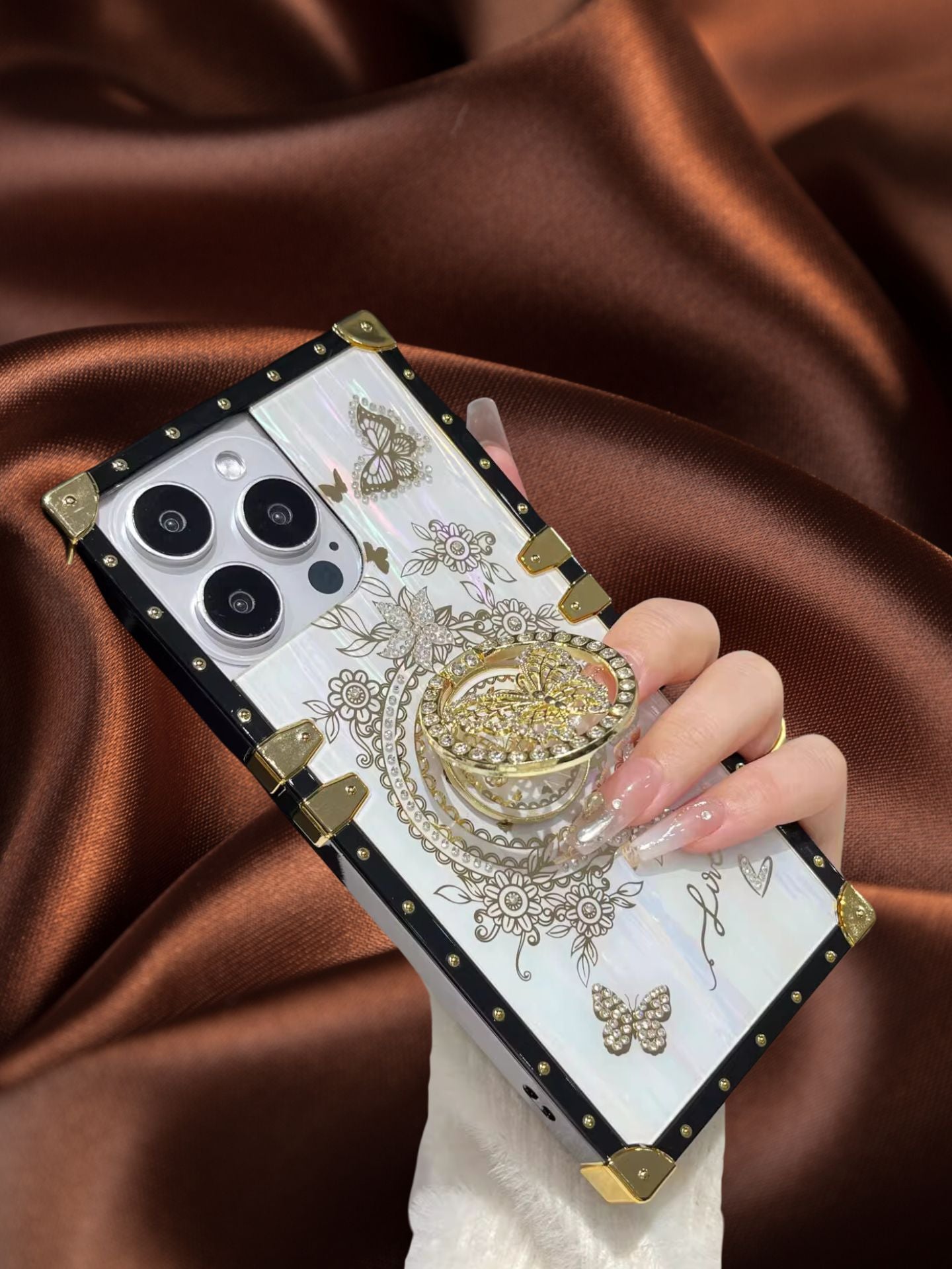 Zazzy Butterfly Rhinestones Ring Holder Luxury Cover – phone accessory by JustAndBest India