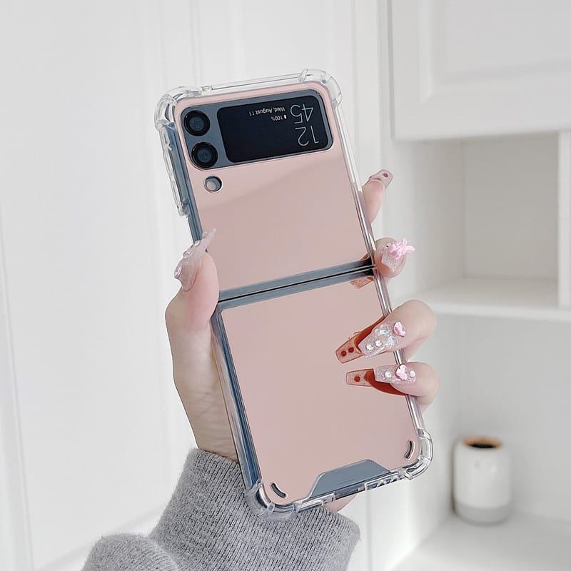 Samsung Galaxy Z Flip 5 Rose Gold Mirror Shockproof Cover - lifestyle