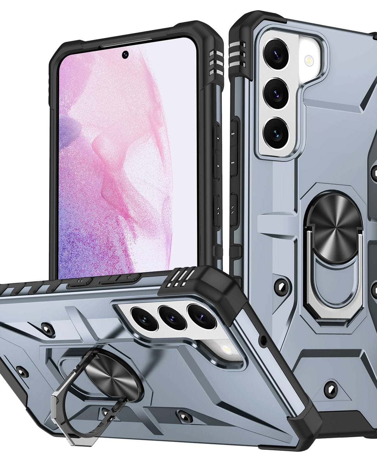 Samsung Galaxy S21 FE Ring Holder Silver Matte Armour Cover