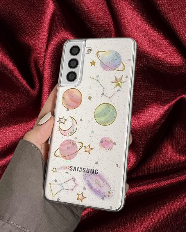 Glittery Stars and Planets Transparent Case iPhone cover – JustAndBest India