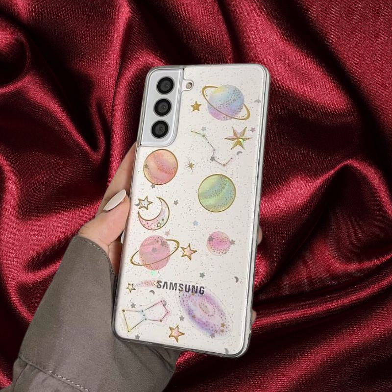 Glittery Stars and Planets Transparent Case iPhone cover – JustAndBest India