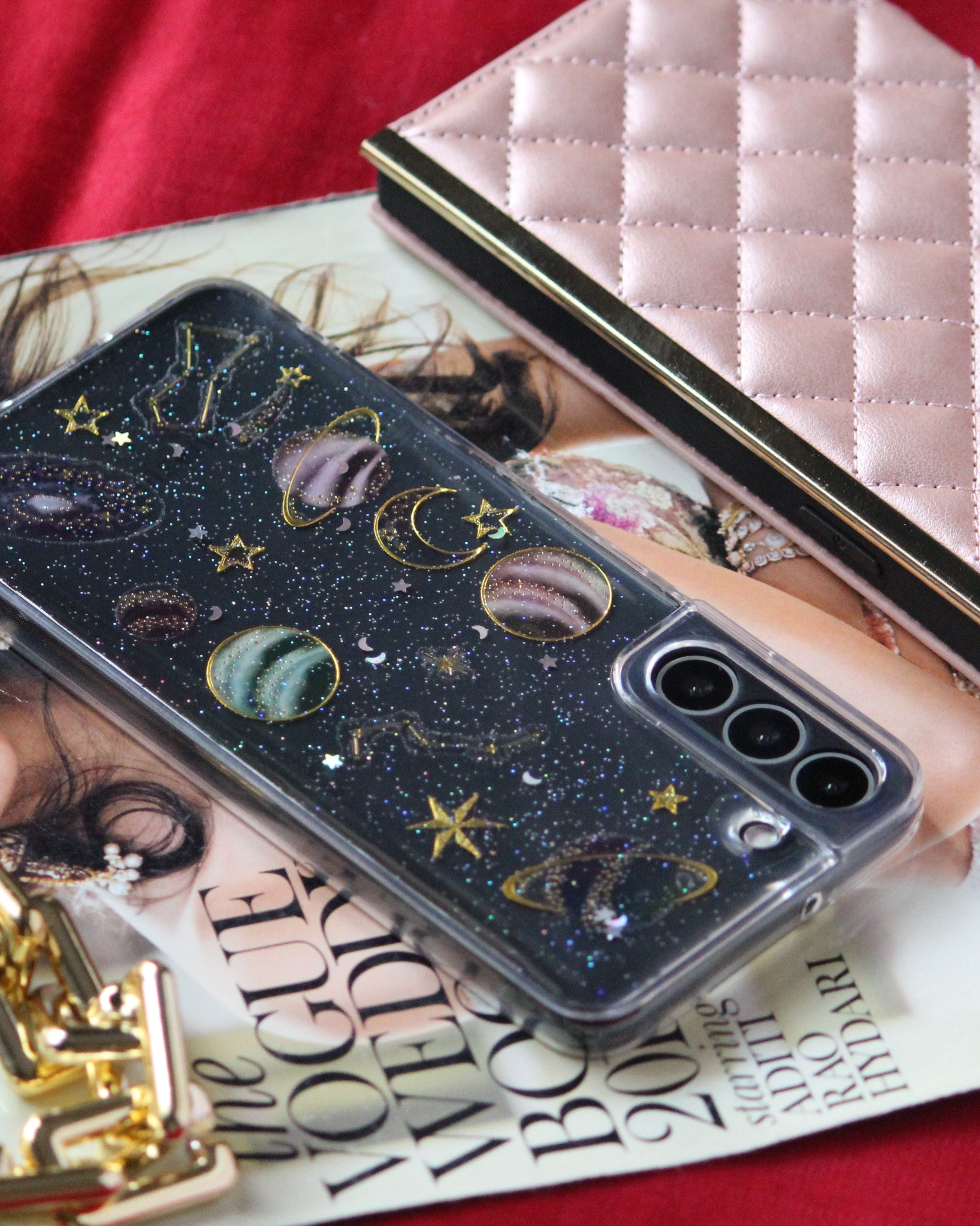 Glittery Stars and Planets Transparent Case iPhone cover – JustAndBest India