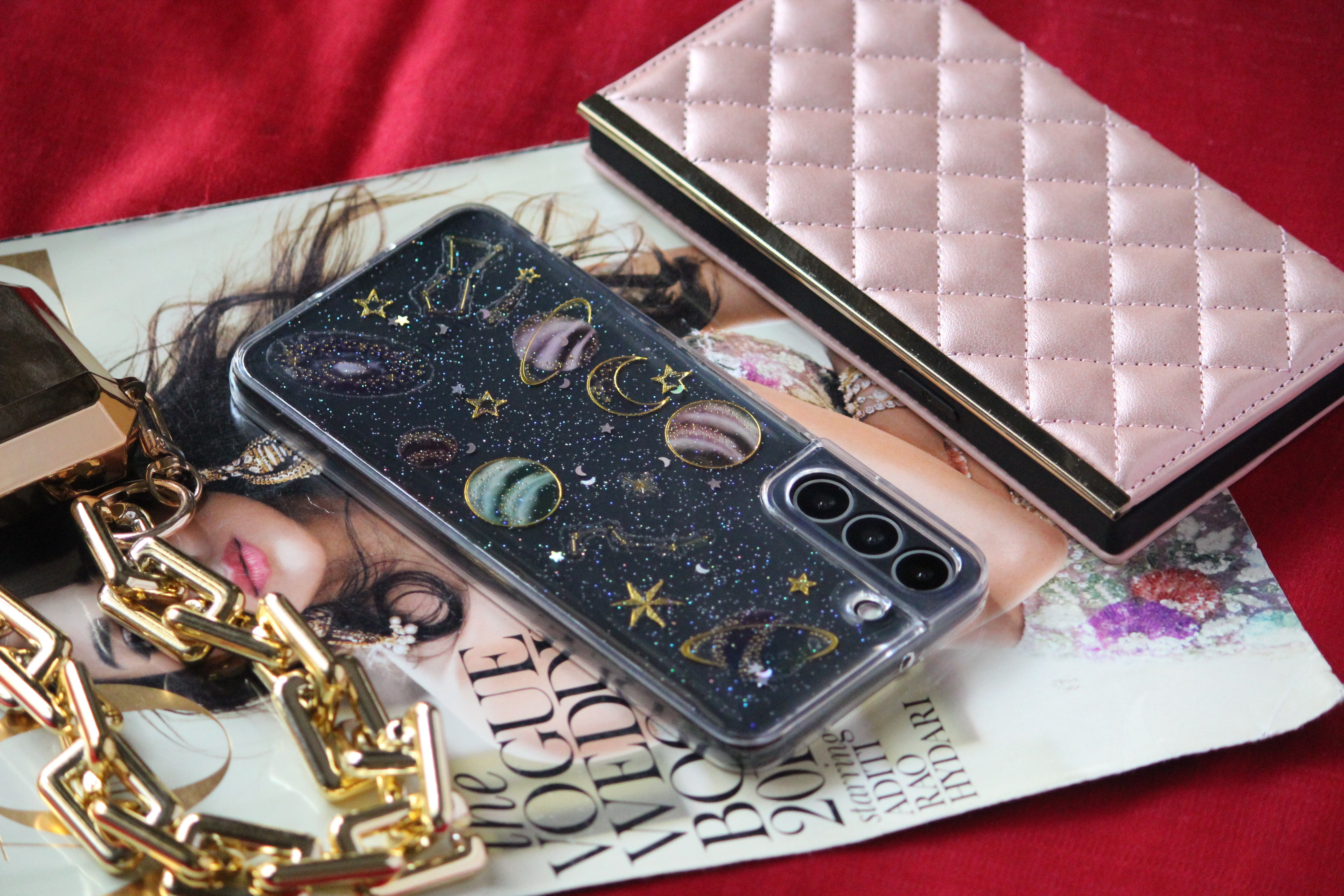 Glittery Stars and Planets Transparent Case iPhone cover – JustAndBest India