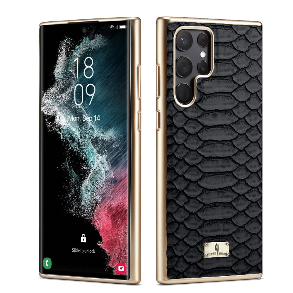 Jet Black Gold Plated Premium Leather Luxury Case iPhone cover – JustAndBest India