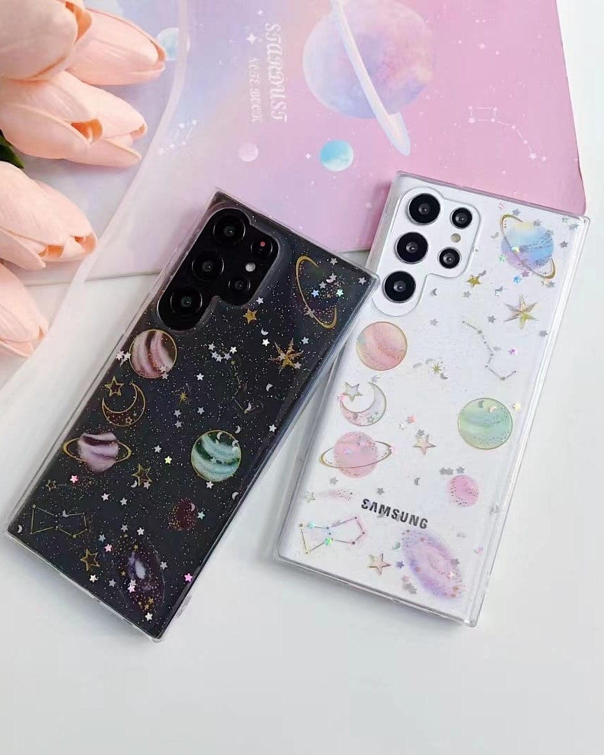 Glittery Stars and Planets Transparent Case iPhone cover – JustAndBest India