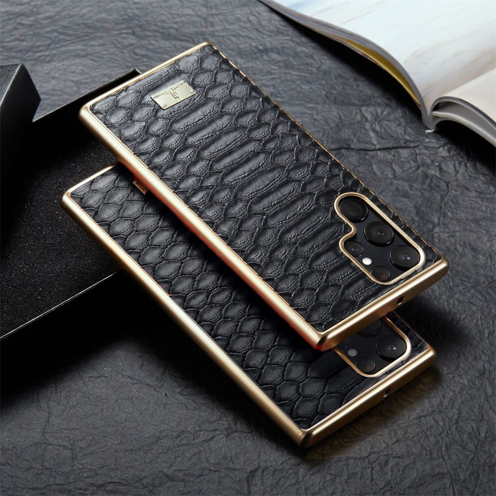 Jet Black Gold Plated Premium Leather Luxury Case iPhone cover – JustAndBest India