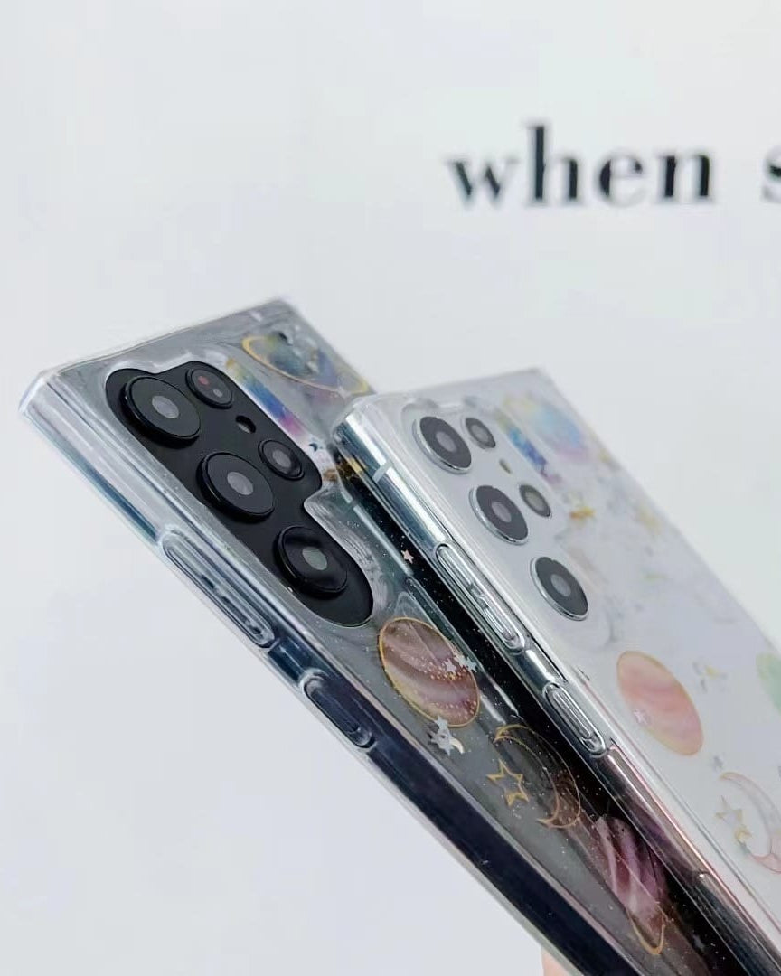 Glittery Stars and Planets Transparent Case iPhone cover – JustAndBest India