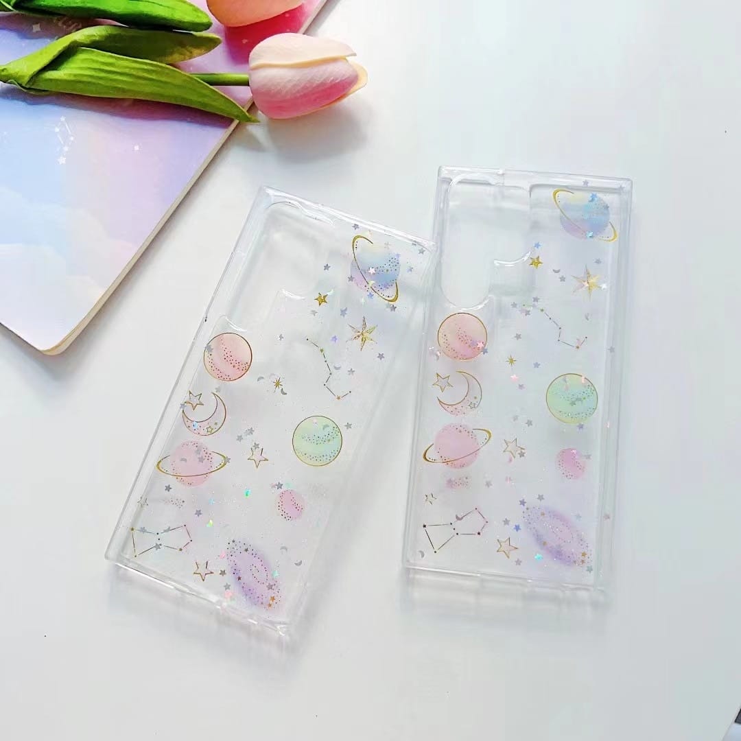 Glittery Stars and Planets Transparent Case iPhone cover – JustAndBest India