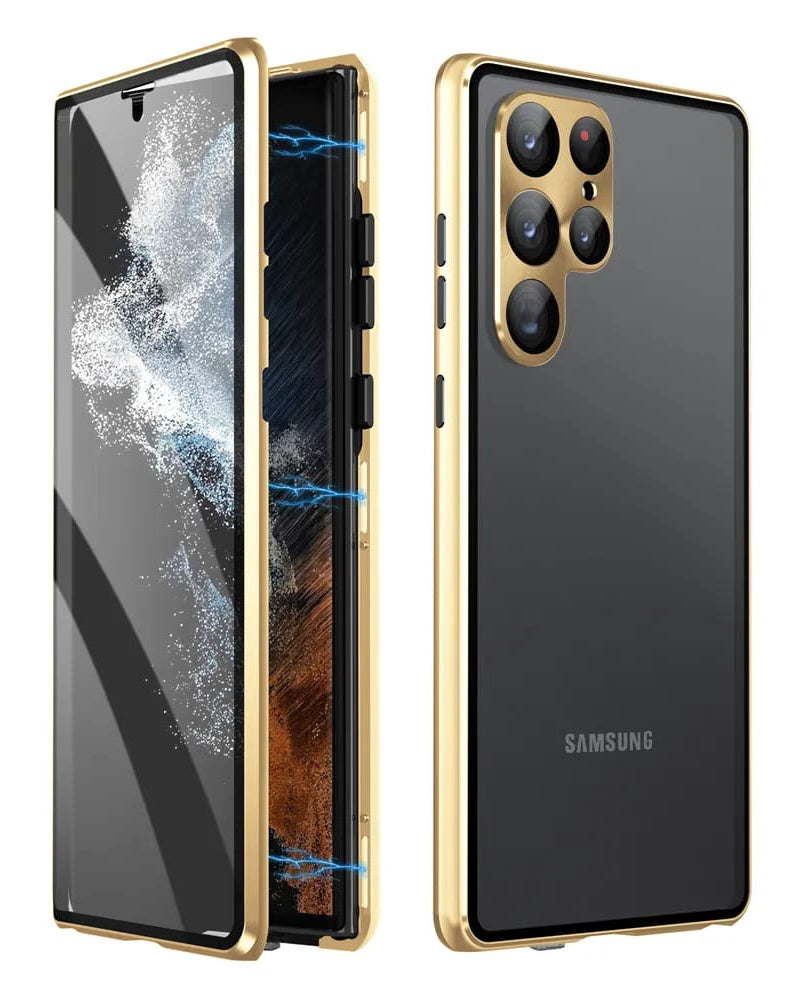 Metallic Gold Plated 360 Degrees Protection Transparent Glass Cover (with Both sides Glass) iPhone cover – JustAndBest India