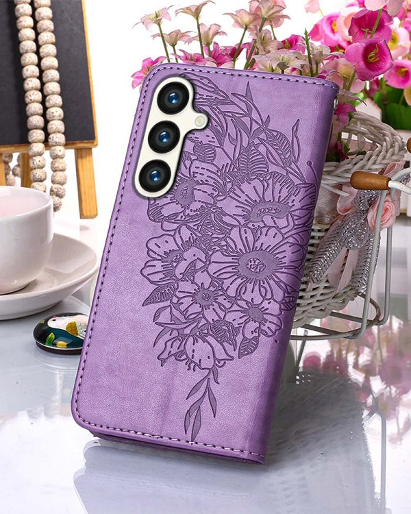Samsung Galaxy S24 Series Purple Butterflies Flip Cover - phone case