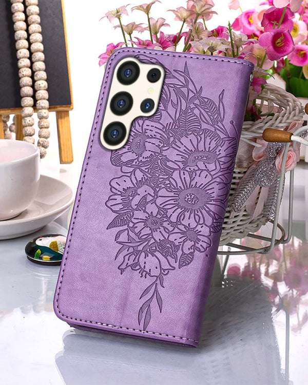 Samsung Galaxy S24 Series Purple Butterflies Flip Cover - protective case detail