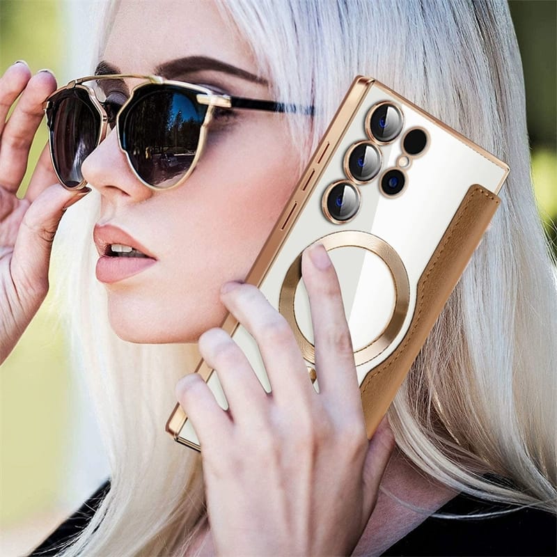 Gold Electroplated Premium Leather Luxury Flip Case iPhone cover – JustAndBest India