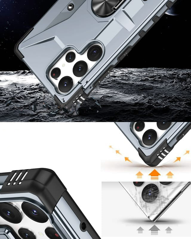 Samsung Galaxy S21 FE Ring Holder Silver Matte Armour Cover - slim profile