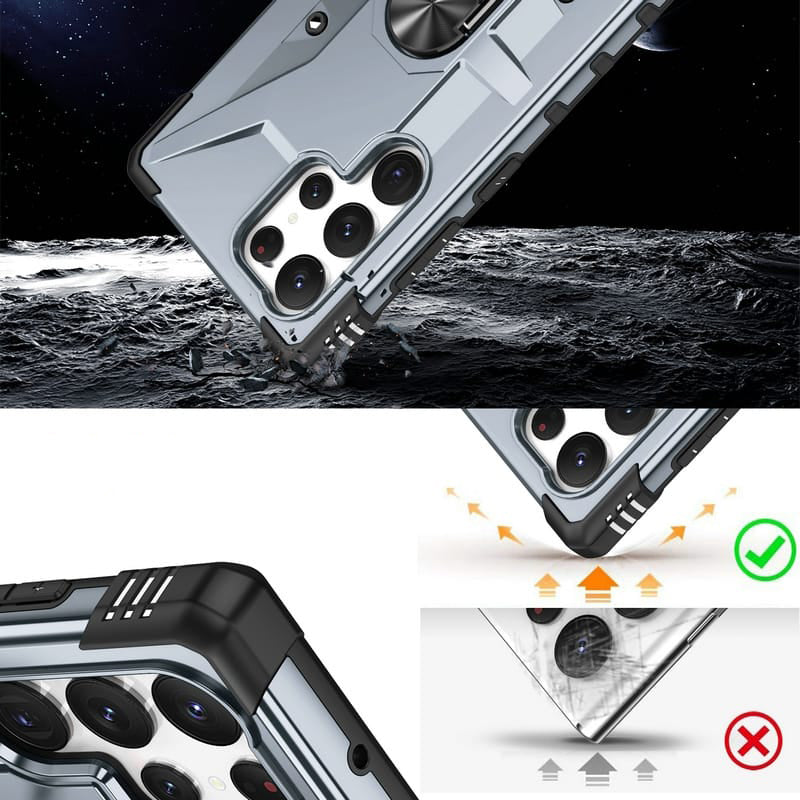 Samsung Galaxy S21 FE Ring Holder Silver Matte Armour Cover - slim profile