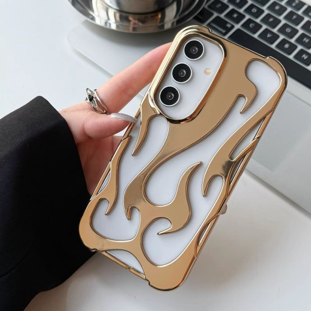 Samsung Galaxy S25 Series 3D Flame Gold Electroplated Cover - case features